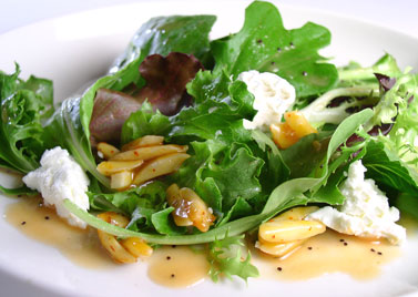 Mixed Greens with Goat Cheese and Candied Almonds 